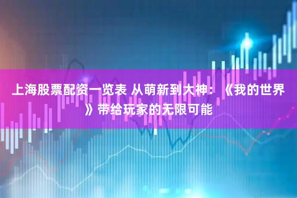 上海股票配资一览表 从萌新到大神：《我的世界》带给玩家的无限可能
