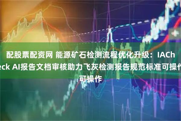 配股票配资网 能源矿石检测流程优化升级：IACheck AI报告文档审核助力飞灰检测报告规范标准可操作